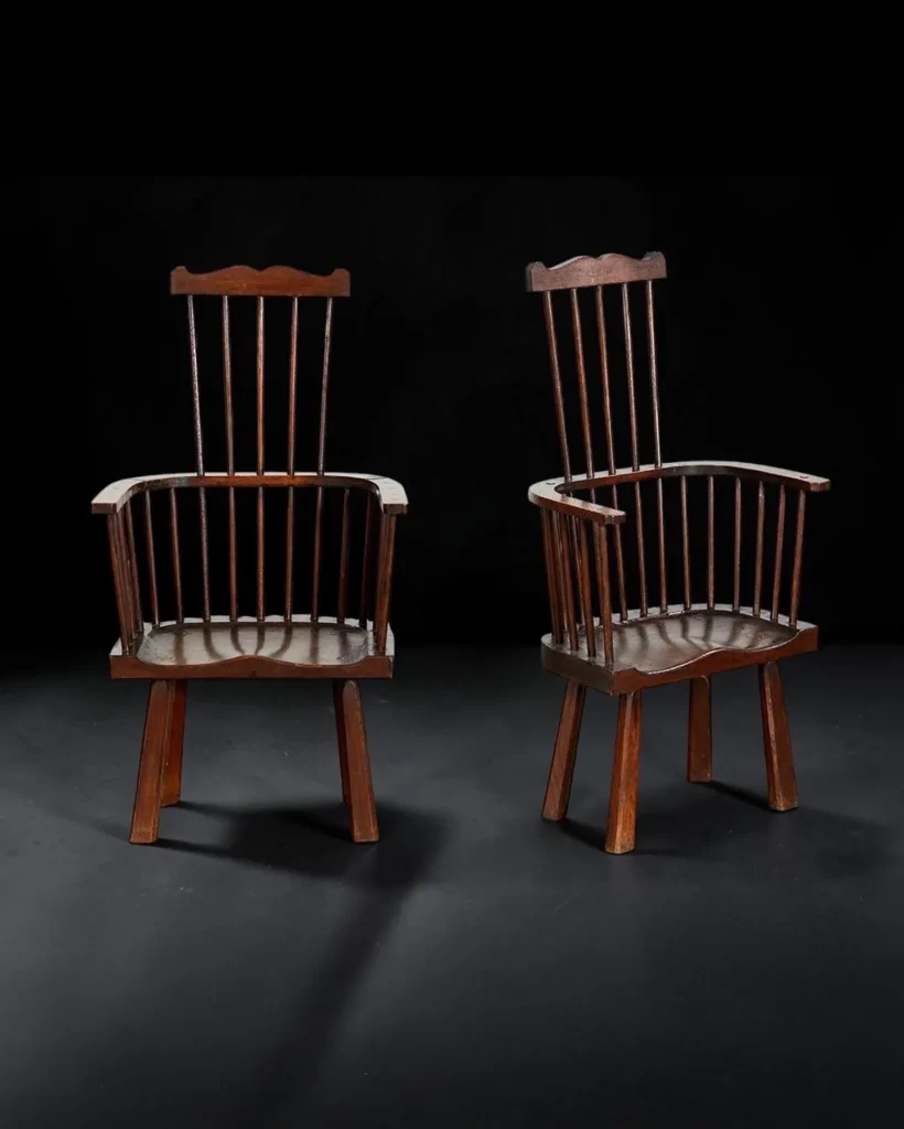 Pair of English Arts & Crafts Windsor Armchairs