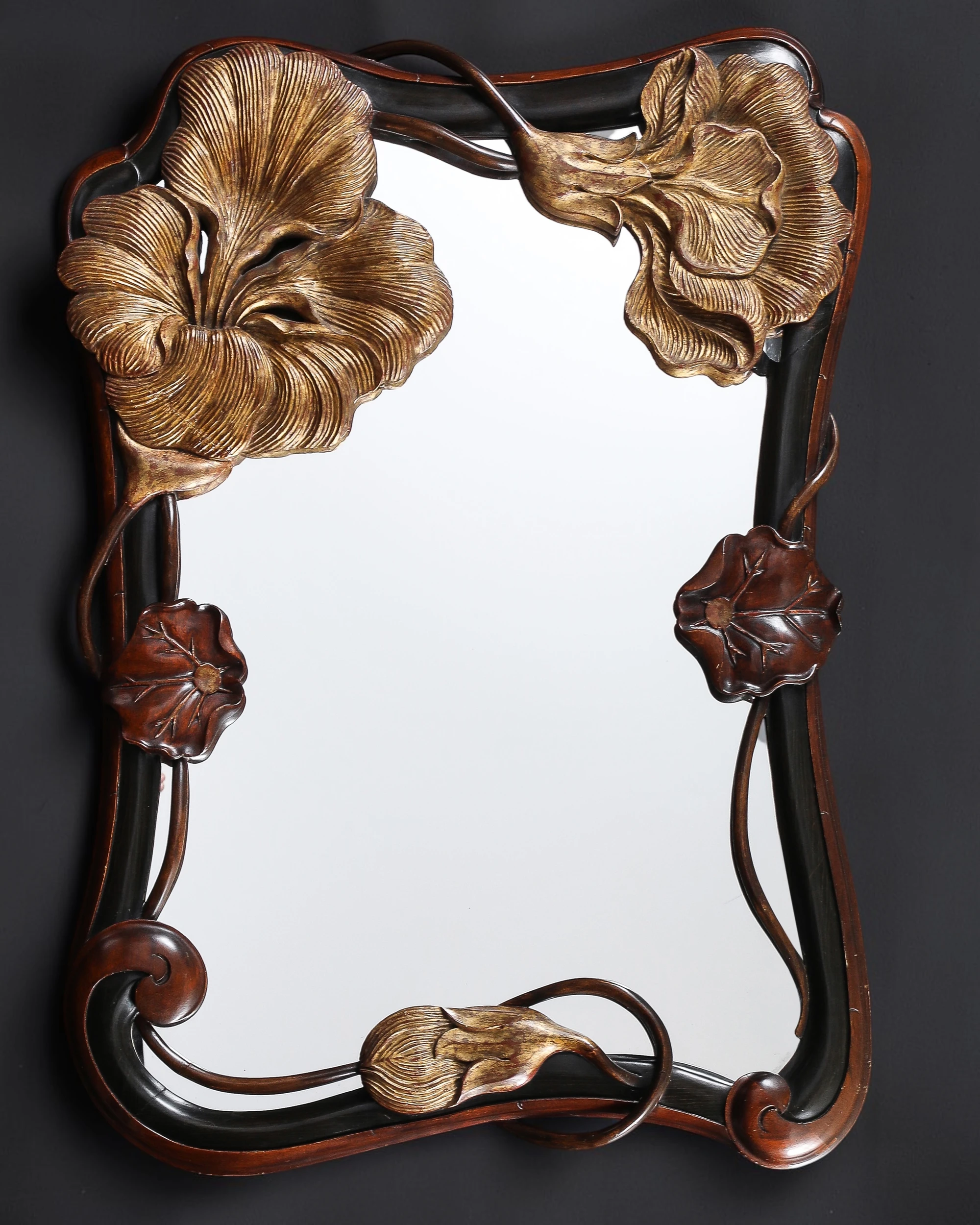 Continental Art Nouveau Parcel-Gilt Mirror