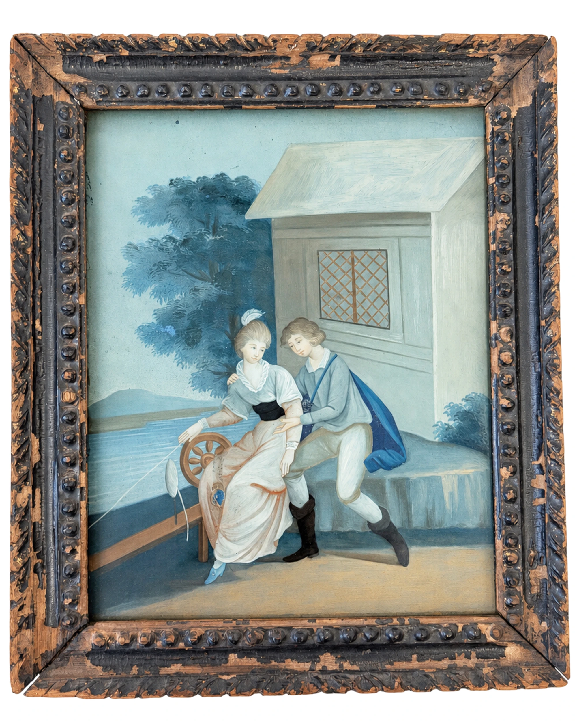 Pair of Chinese Export Reverse-Glass Paintings