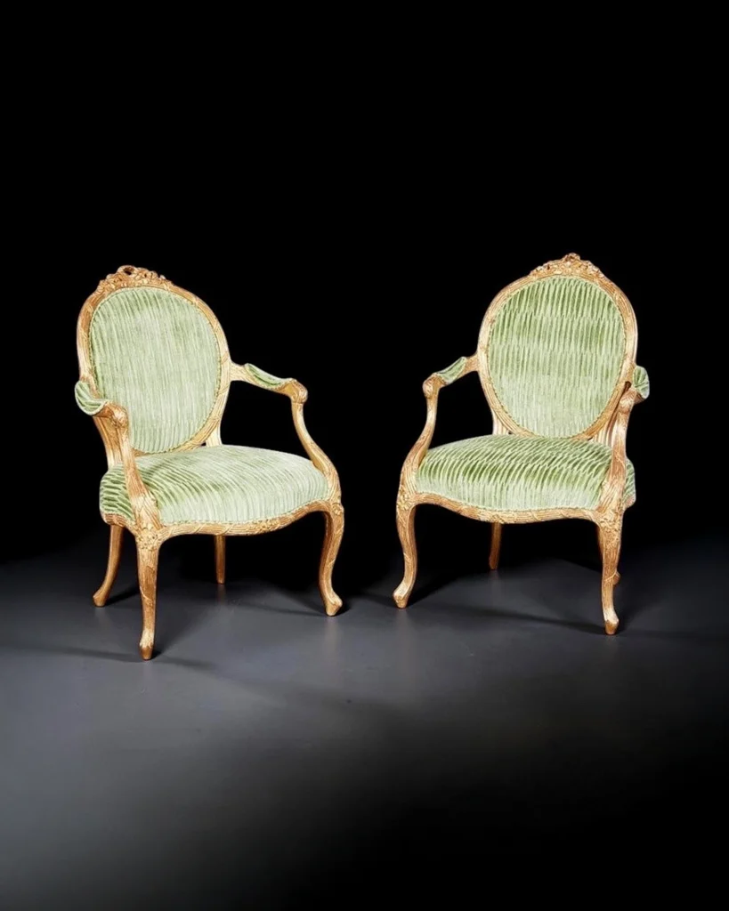 Important Pair of George III Giltwood Armchairs