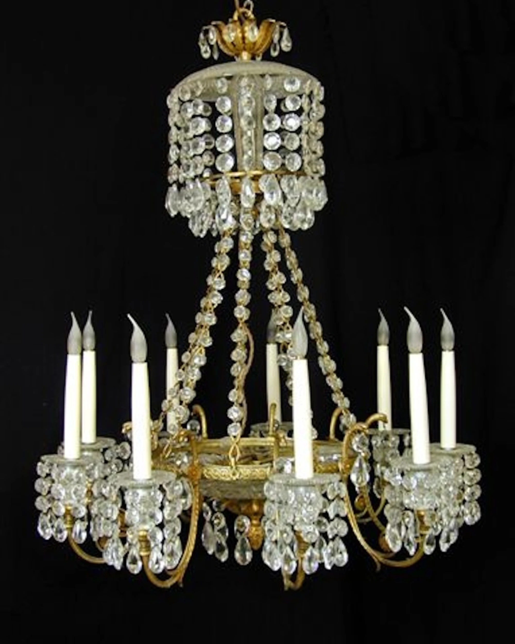 Regency Gilt-Metal and Cut-Glass Eight-Light Chandelier