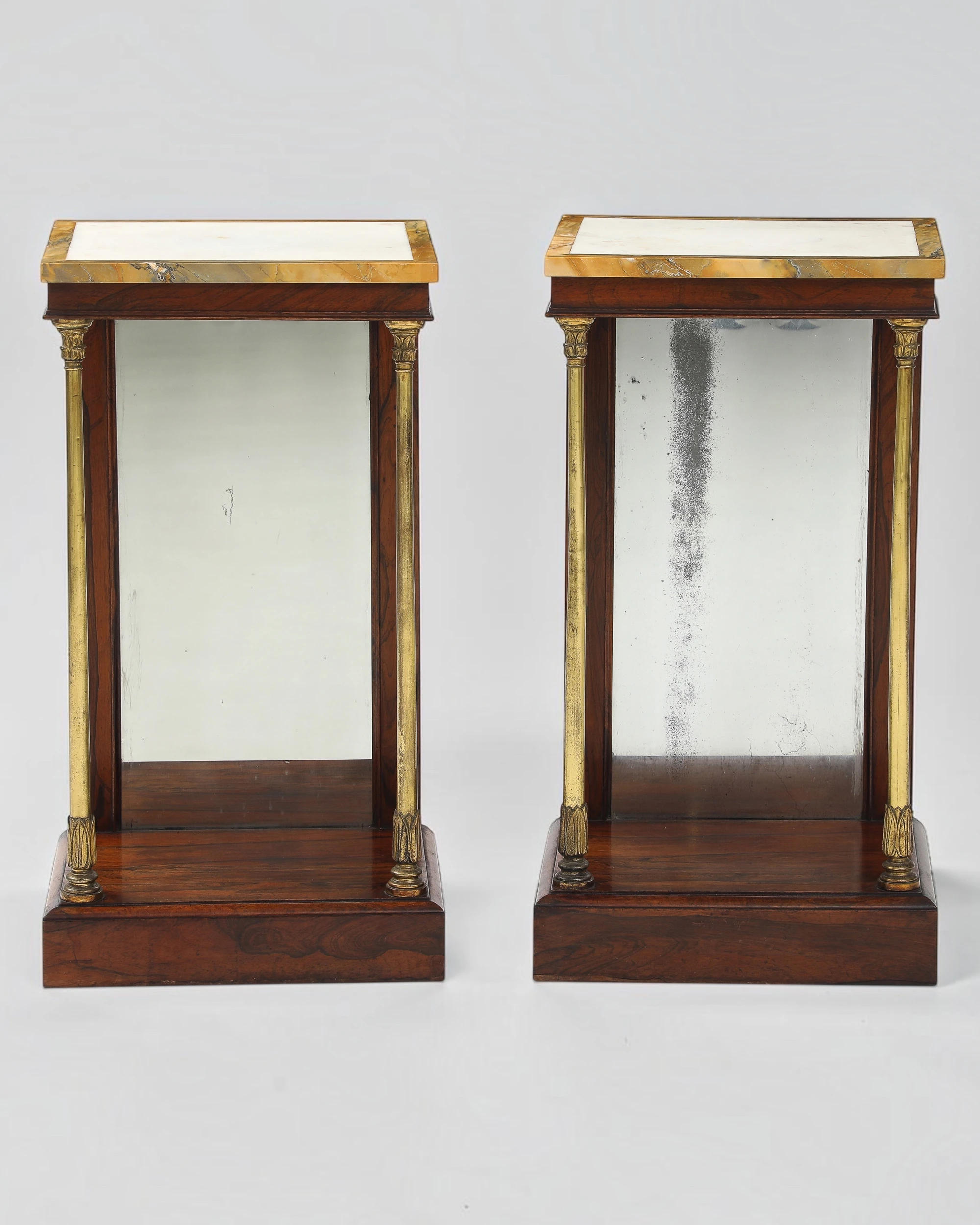 Pair of Regency Rosewood Mirror-Backed Pier Tables